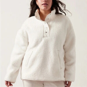 Athleta Cozy Sherpa Snap Swewtshirt